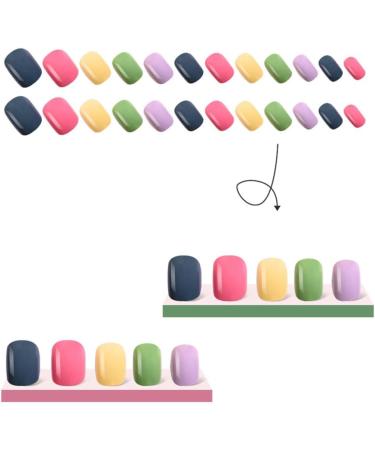 Berichw 1Set Rainbow Jumping Colours False Nails Wearable Press on Nails Full Cover Nail Tips - Buy Online on GoSupps.com