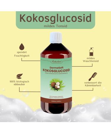Natural Coconut Glucoside 1 Litre - Sweet Sugar Surfactant for Gentle Cleaning Cosmetics and DIY Care Products - Coco Glucoside - Nakobe - Buy Online on GoSupps.com