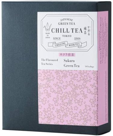 Sakura Green Tea (30 Tea Bags) - Cherry Blossom Tea by CHILL TEA Tokyo - Plastic-Free Plant-Based Tea Bag - Fruity Floral Flavour - Buy Online on GoSupps.com