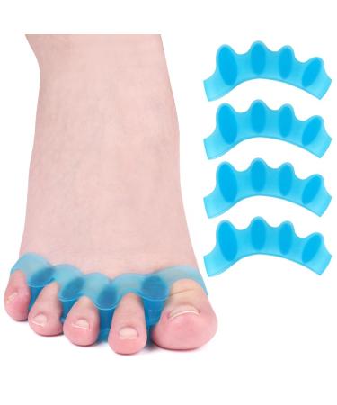 Hilph Toe Separator Toe Spacers Bunion Corrector for Overlapping Toes Correct Toe Alignment and Hammertoe Straighteners Gel Toe Separators for Nighttime Running & Yoga Practice 4 Count-Blue