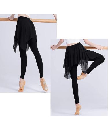 Skirted Leggings for Women Stretchy Yoga Pants with Chiffon Skirt for Ballet Dance | Medium Size - Buy Online on GoSupps.com