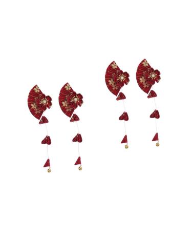 minkissy 2 Pairs Hairpin Hair Ornaments for Women Chinese Hair Clip Kimono Hair Tassel Hair Ornament Japanese Hair Pin Japanese-style Barrette Miss Geisha Zinc Alloy Cherry Blossoms