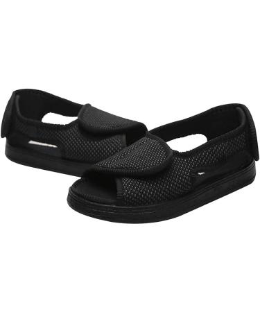 Men's Wide Width Open Toe Diabetic Recovery Slippers - Adjustable Orthopedic Walking Shoes for Foot Relief - Non-slip Arthritis Edema House Shoes - 7 Wide Black - Buy Online on GoSupps.com