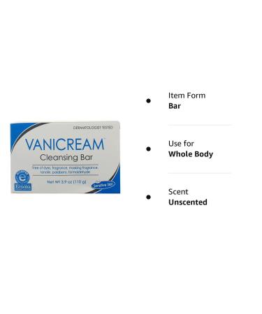 Vanicream Cleansing Bar 3.9 Oz (110 G) Pack of 4 - Unscented, Gentle Skin Cleanser - Buy Online on GoSupps.com
