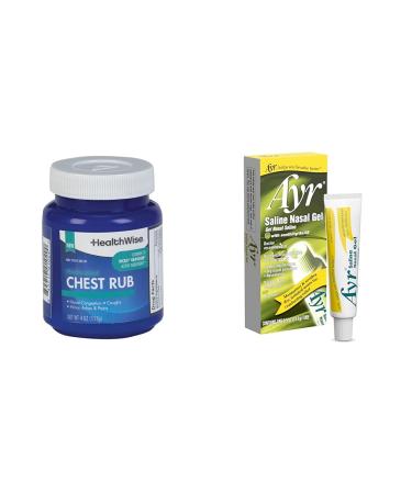 HealthWise Medicated Chest Rub Ayr Saline Nasal Gel | Relieves Cough Congestion Aches | 4 oz 0.5 oz Tube