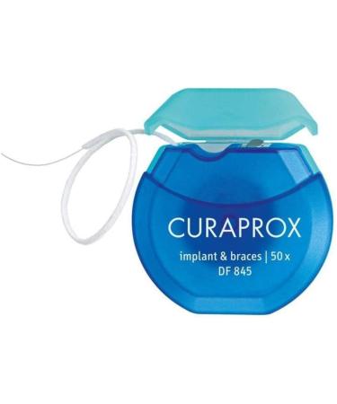 Curaprox Dental Floss DF 845 - 50 Pieces, Implant & Braces, Curen Microfibre, Threader - 25cm - Buy Online on GoSupps.com