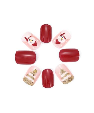 Brishow Christmas Artificial Nails - 24 Press-On Red Snow Moose Design for Women & Girls - Buy Online on GoSupps.com