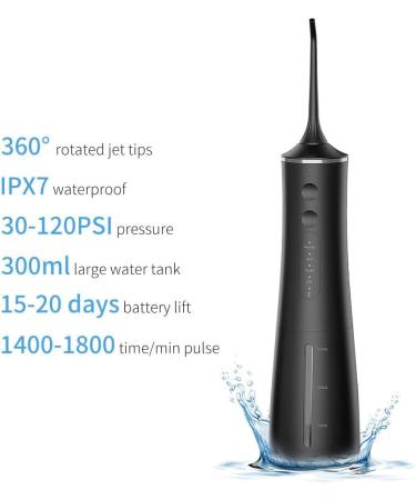 Buy Cordless Water Flosser - USB Rechargeable Portable Oral Irrigator 4 Modes Black | Professional Dental Flosser for Healthy Teeth - Buy Online on GoSupps.com