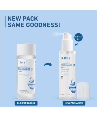 Plum 3% Niacinamide Toner with Rice Water | Vitamin B3 with Japanese Fermented Rice Water | For Clear Blemish-Free Bright & Hydrated Skin | Refines & Tightens Pores | Fragrance-Free | all skin types - Buy Online on GoSupps.com