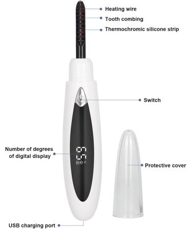 Janurium Electric Eyelash Curler - Electric Heated Lash Curler Long-Lasting Rechargeable Electric Eyelash Curler with LED Display Fast Heating Lash Curlers for Dating Traveling Upgraded Eyelashes-white - Buy Online on GoSupps.com