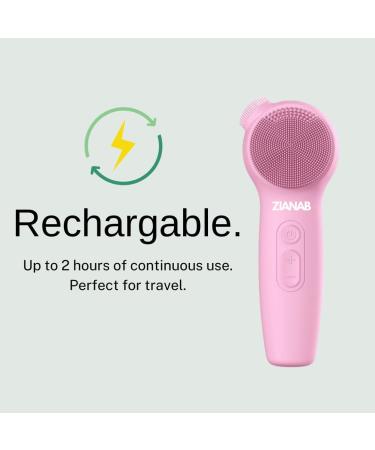 Vibrating Facial Cleansing Brush - Rechargeable All Skin Types Perfect for Home & Travel - Pink - Buy Online on GoSupps.com