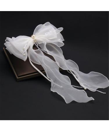 hgnxa Delicate Veil Hair Clip with Bowknot Beaded Add a touch of Sophistication to Your Hairstyle with Delicate Hair Clip - Buy Online on GoSupps.com