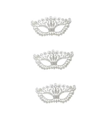 Aboofan diamond for women rhinestone maskerade diamond mask masquerade mask masquerade for men costume mask eye mask Half dress black outfit silver mask glasses mediumx3pcs silverx3stk