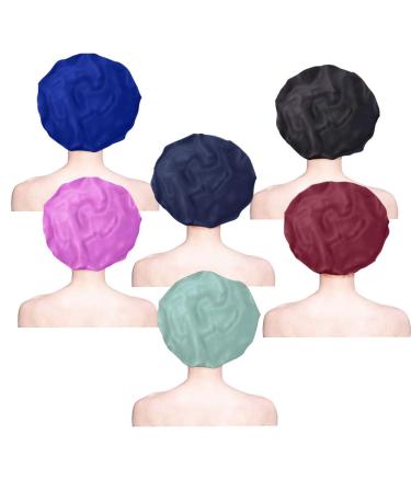 6-Piece Satin Silk Bonnet Set for Women - Soft Sleep Cap with Wide Elastic Band (Black, Silver, Red, Blue, Purple, Dark Blue) - Buy Online on GoSupps.com