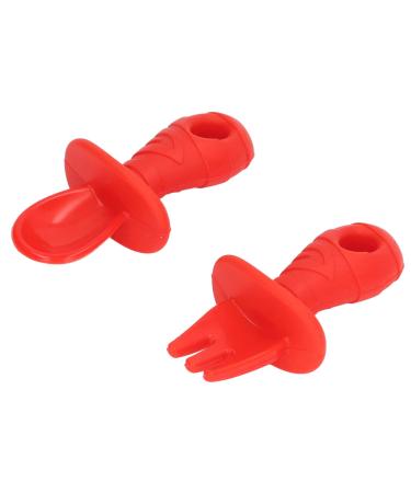 Silicone spoons silicone-spoon fork chewable food-safe soft self-dusher LED female to relieve anxiety (red)