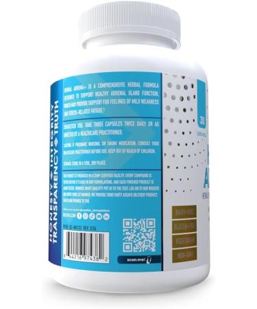 NuEthix Formulations Herbal Adrena+ Adrenal Support Supplements for Women & Men Cortisol Support Improve Energy Levels & Mood Includes Cordyceps & Ashwagandha Non-GMO Gluten Free 30 Servings - Buy Online on GoSupps.com