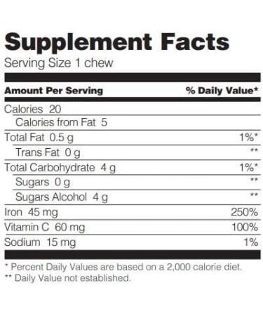 Fusion Lifestyle Iron Supplement - Cherry Flavored Soft Chews with Vitamin C for Iron Deficiency - 60 Count (2 Month Supply) - for Women and Men - Buy Online on GoSupps.com
