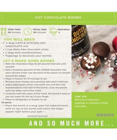 Castle Kitchen Sugar Free Double Dutch Premium Dark Hot Chocolate Mix (2 Pack 16oz Total) - Vegan Dairy Free Plant Based - Keto and Diabetic Friendly - Mix with Milk Substitute - Sweetened with Monkfruit and Good Source of Fiber Sugar Free Double Dutch -  - Buy Online on GoSupps.com