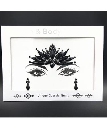 Black Face Jewels for Makeup, Festival, Halloween & Rave - Peacock Tail Rhinestone Sticker - Buy Online on GoSupps.com