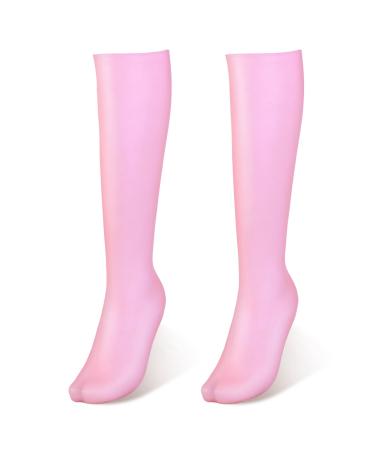 Kexpery Anti Cracking Foot Exfoliating Stockings Soft Pedicure Socks Comfortable Silicone Long Moisturizing Socks for Dry Cracked Feet (Pink)