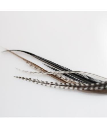 7-10 Thin & Long Salt & Pepper Remix Feathers for Hair Extension - Beautiful Feathers - Buy Online on GoSupps.com