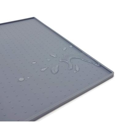 AMZNOVA Large Waterproof Dog Feeding Mat 60x40cm - Anti-Slip Silicone Pet Food Mat Grey - Buy Online on GoSupps.com