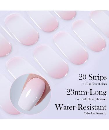 Semi Cured Gel Nails Strips 20 Stickers Nail Wraps Soft Self-Adhesive Gel Nail Stickers Salon-Quality Gel Nail Strips for Nails French Tip Manicure UV/LED Lamp Required (Pearl Grey-187) - Buy Online on GoSupps.com
