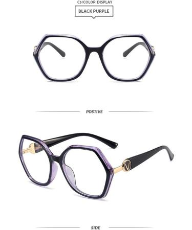Buy SERONI Tr90 Polygon Blue Light Blocking Glasses for Men & Women | Anti UV Computer & Reading Glasses - Purple 53mm - Buy Online on GoSupps.com