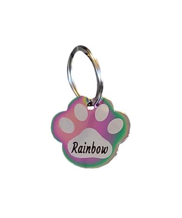 Hunde stainless steel in paw shape with engraving-animal brand dog cat puppy 3 sizes 6 colors (L 40mm x 37mm rainbow multi-colored) L 40mm x 37mm rainbow multi-colored