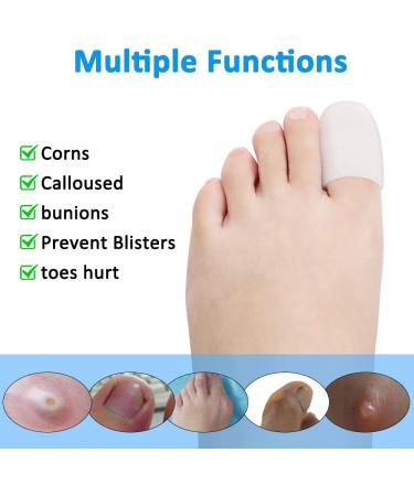 Pesalmon 12 Pack Gel Toe Caps - Pain Relief for Ingrown Toenails, Blisters, Corns - Big Toe Corrector & Protector - Silicone Toe Sleeves (White) - Buy Online on GoSupps.com