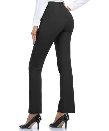 DAYOUNG Women's Yoga Dress Pants | Petite 29'' Inseam | Black | Regular Straight Leg with Pockets - Buy Online on GoSupps.com