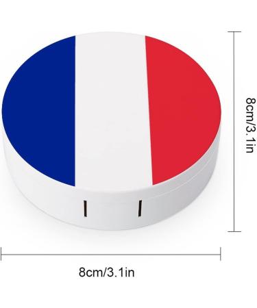 Flag of France Round Case For Contact Lens Kit Storage Box with Mirror Printed - Buy Online on GoSupps.com