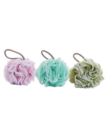 3pcs Scrubber Body Scrub Sponge Shower Ball Bath Sponge Exfoliate Natural Sponge Bathroom Sponge Bath Ball Loofah Sponge Soft Bath Men and Women Mesh Bath Wipe