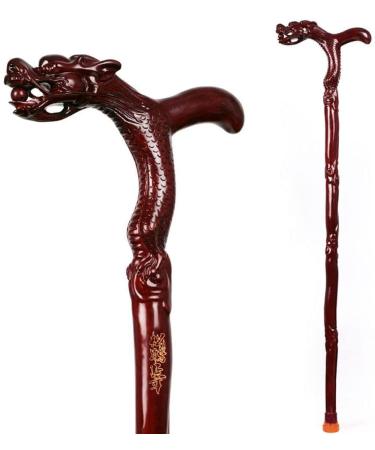 Head Dragon Walking Stick Mahogany Red Cane Crutches Leading Black Cane Supplies The Elderly Elderly WoodenCanes for Men and Women It's so Kind of You Safehappy