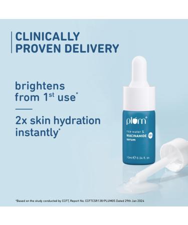 Plum-10% Niacinamide Face Serum with Rice Water & Squalane - Brightens Clears Blemishes Fragrance-Free All Skin Types 10 ml - Buy Online on GoSupps.com