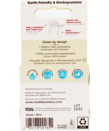RADIUS Natural Unscented Silk Dental Floss 33 Yards - Pack of 3 | Compostable & Non-Toxic Oral Care for Plaque Removal - Buy Online on GoSupps.com
