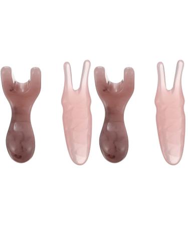 4 pieces of massage gear Face spatula Face spatula massage tab Schabestab from jade massage scrap for the back Guasha-Schaber tablets scratch pink beeswax portable 11x4.5cmx2pcs rosax2stk