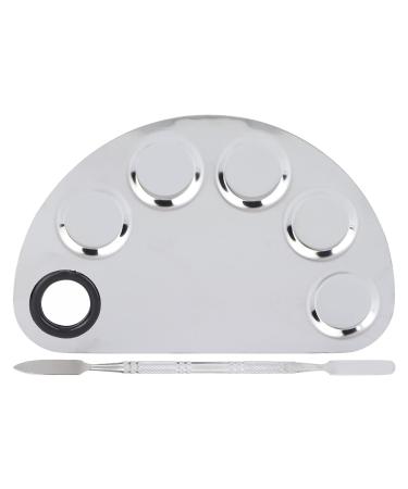 Cosmetic Makeup Palette Stainless Steel Rofessional Cosmetic Mixing Makeup Palette Spatula Makeup Artist Tool Makeup Mixing Palette For Foundations Eye Shadow Lipsticks Nail Art Professional Pigment