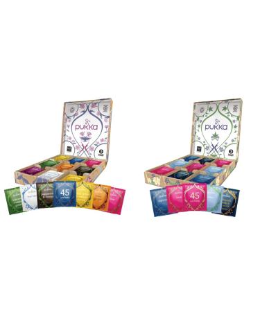 Pukka Herbs | Herbal Tea Selection Box | 9 Flavours | 45 Sachets | Organic Herbal Tea | Tea Collection | Green Tea & Relax Tea Selection Box | Eco Friendly Gift | Ideal Birthday Gift