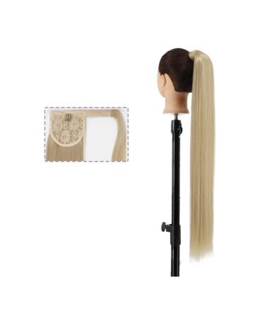 Ponytail Extensions Long Straight Ponytail Extension 22/34 inch Natural Heat-Resistant Ponytails Wrap Around Clip in Synthetic Pony Tail Hairpieces for Women Girls for Women (Color : 16 Size : 34in 34inches 16