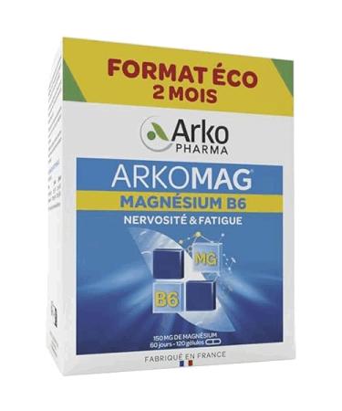 Arkopharma - Arkomag Magnesium B6 | Lack of Magnesium - Nervousness - Muscle Fatigue - Irritability | 2 months - 120 Capsules