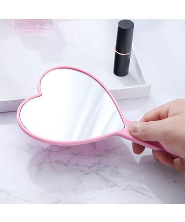 TBWHL Heart-Shaped Handheld Mirror - Portable Cosmetic Mirror with Handle in Pink - Buy Online on GoSupps.com