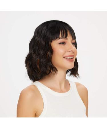 Jesslab 12-Inch Synthetic Wavy Curly Bob Wig with Ponytail - Heat-Resistant Full Head Hair Replacement for Women - Mixed Black/Brown (T2/30#) - Buy Online on GoSupps.com