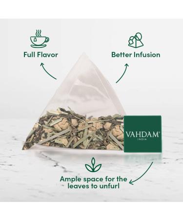 Premium Vahdam Ginger Mint Green Tea - 100 Loose Leaf Bags | Authentic Indian Tea | Hot & Cold Brew - Buy Online on GoSupps.com