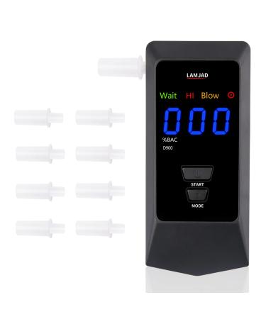 LAMJAD Breathalyzer D900 Digital LED Screen,USB Charger Professional Alcohol Tester Breathalyzer with 8 mouthpieces,semiconductor sensors