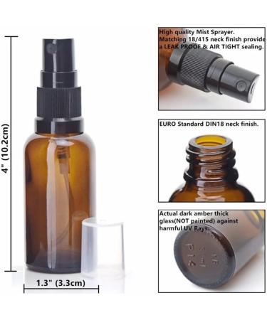 6 Pcs Empty Refillable 30ml Amber Glass Spray Bottles - Perfect for Essential Oils Perfume & Aromatherapy - Buy Online on GoSupps.com