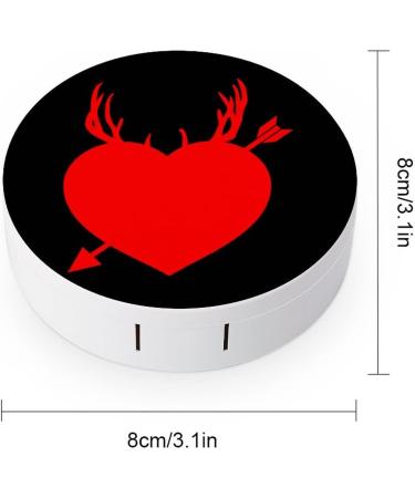 Archery Deer Heart Round Case For Contact Lens Kit Storage Box with Mirror Printed - Buy Online on GoSupps.com