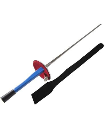 Foil Sword with French Grip - Electric Weapon for Fencing Sport - with Weapon Bag & Body Wire Electric Socket - Guard, Guard Pad - Standard Adult Size 5 Olympic Blade Blue | Black