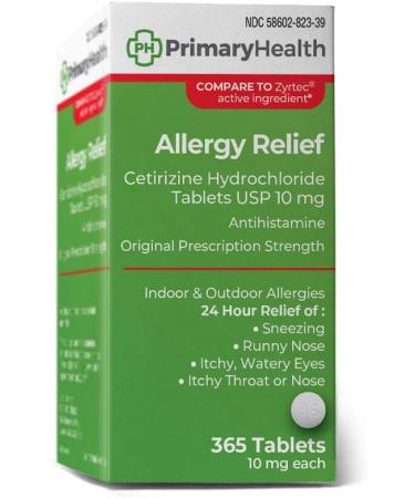 Primary Health 24 Hour Allergy Relief Cetirizine Hydrochloride 10mg Tablets - 365 Count - Buy Online on GoSupps.com