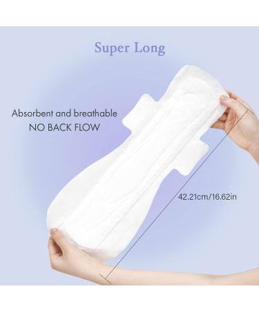 Livlit Super Long Overnight Pads - 100% Organic Cotton - Heavy Absorbency & Leak Protection - Unscented - Extra Long Length for Women - 12 Count - Buy Online on GoSupps.com